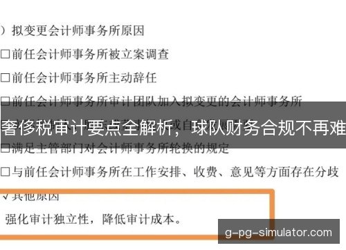 奢侈税审计要点全解析，球队财务合规不再难
